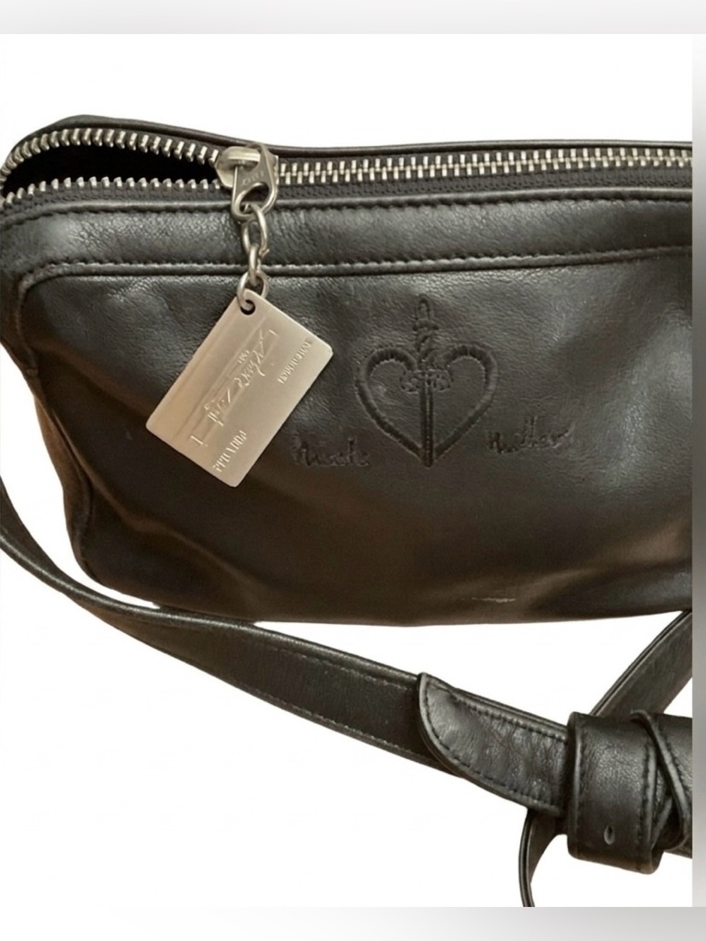 Nicole Miller Black Leather Crossbody Bag